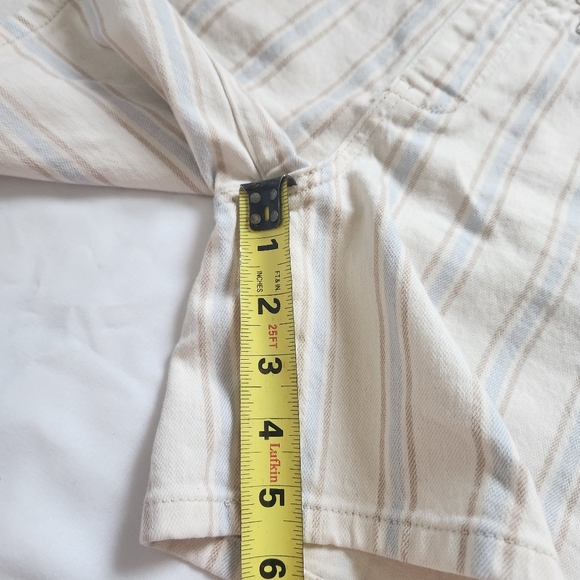 Pilcro Anthropologie Anthro Stripe High Rise Slim Boyfriend Shorts Cream Blue 27 - Picture 11 of 16